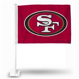 San Francisco 49ers Standard Double Sided Car Flag -  16" x 19" - Strong Pole that Hooks Onto Car/Truck/Automobile    