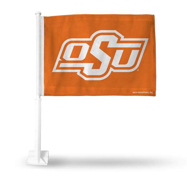 Oklahoma State Cowboys Orange Double Sided Car Flag -  16" x 19" - Strong Pole that Hooks Onto Car/Truck/Automobile    