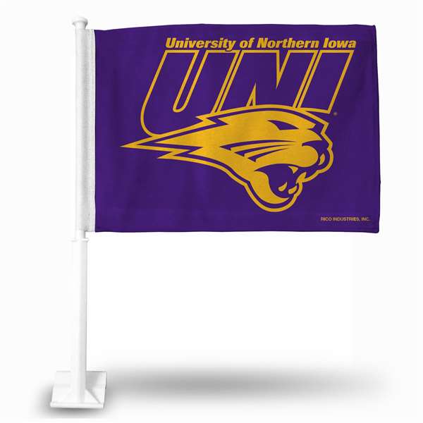 Northern Iowa Panthers Alternate Double Sided Car Flag -  16" x 19" - Strong Pole that Hooks Onto Car/Truck/Automobile    