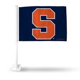 Syracuse Orange Standard Double Sided Car Flag -  16" x 19" - Strong Pole that Hooks Onto Car/Truck/Automobile    