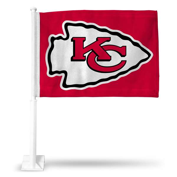 Kansas City Chiefs Red Double Sided Car Flag -  16" x 19" - Strong Pole that Hooks Onto Car/Truck/Automobile    