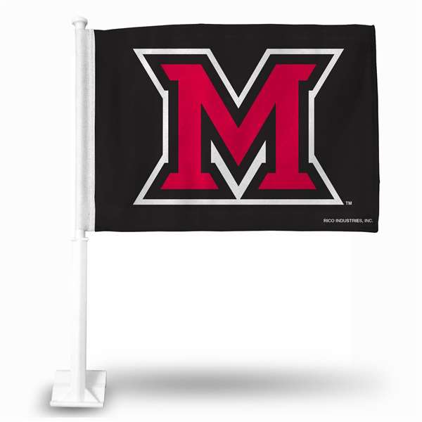 Miami of Ohio Redhawks Alternate Double Sided Car Flag -  16" x 19" - Strong Pole that Hooks Onto Car/Truck/Automobile    