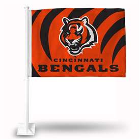Cincinnati Bengals Standard Double Sided Car Flag -  16" x 19" - Strong Pole that Hooks Onto Car/Truck/Automobile    