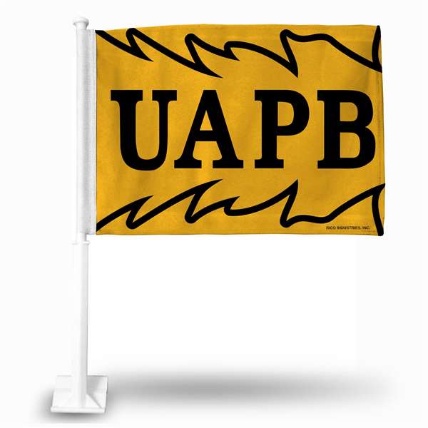 Arkansas-Pine Bluff Golden Lions Standard Double Sided Car Flag -  16" x 19" - Strong Pole that Hooks Onto Car/Truck/Automobile    