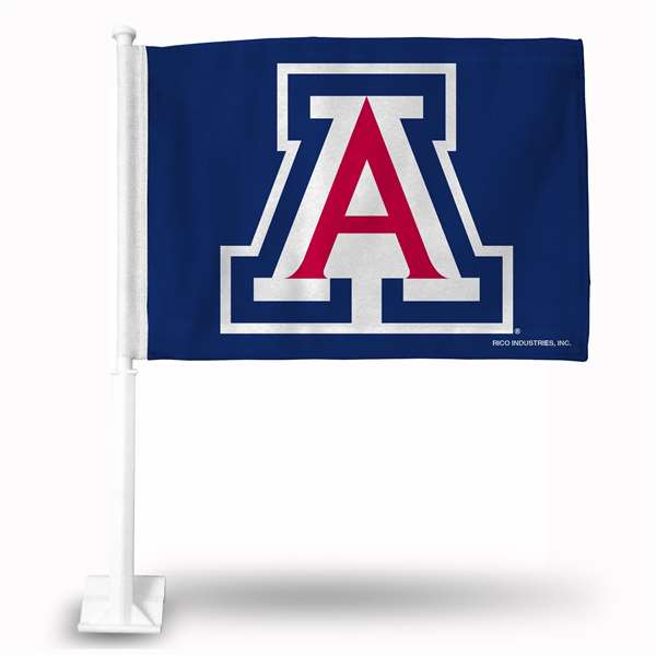 Arizona Wildcats Blue Double Sided Car Flag -  16" x 19" - Strong Pole that Hooks Onto Car/Truck/Automobile    