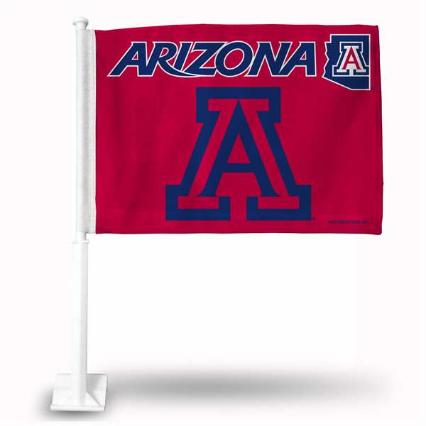 Arizona Wildcats Red Double Sided Car Flag -  16" x 19" - Strong Pole that Hooks Onto Car/Truck/Automobile    