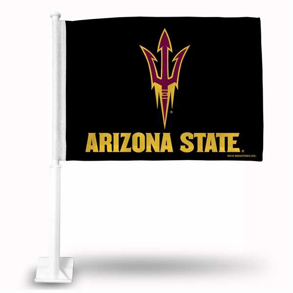 Arizona State Sun Devils - ASU Black Double Sided Car Flag -  16" x 19" - Strong Pole that Hooks Onto Car/Truck/Automobile    