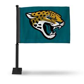 Jacksonville Jaguars Black Pole Double Sided Car Flag with Black Pole -  16" x 19" - Strong Pole that Hooks Onto Car/Truck/Automobile    