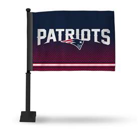 New England Patriots Black Pole Double Sided Car Flag with Black Pole -  16" x 19" - Strong Pole that Hooks Onto Car/Truck/Automobile    