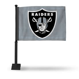 Las Vegas Raiders Alternate Double Sided Car Flag with Black Pole -  16" x 19" - Strong Pole that Hooks Onto Car/Truck/Automobile    