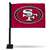 San Francisco 49ers Black Pole Double Sided Car Flag with Black Pole -  16" x 19" - Strong Pole that Hooks Onto Car/Truck/Automobile    