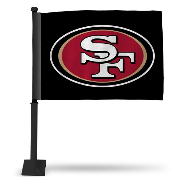 San Francisco 49ers Alternate Double Sided Car Flag with Black Pole -  16" x 19" - Strong Pole that Hooks Onto Car/Truck/Automobile    