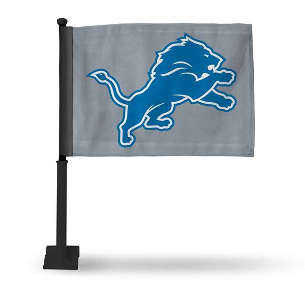 Detroit Lions Alternate Double Sided Car Flag with Black Pole -  16" x 19" - Strong Pole that Hooks Onto Car/Truck/Automobile    
