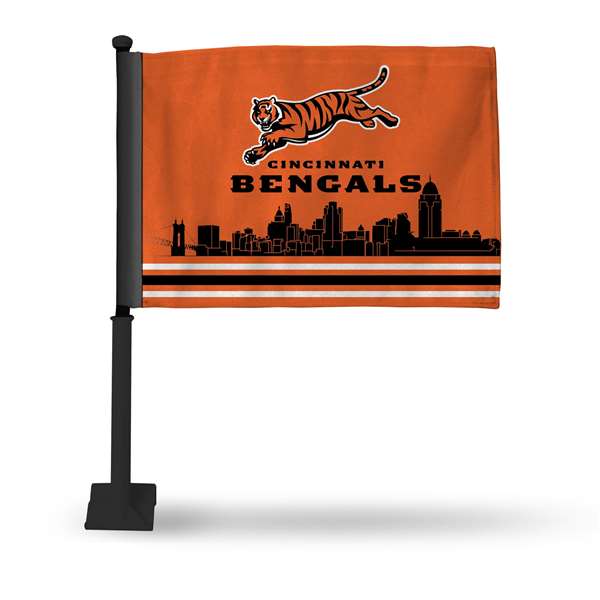 Cincinnati Bengals Alternate Double Sided Car Flag with Black Pole -  16" x 19" - Strong Pole that Hooks Onto Car/Truck/Automobile    