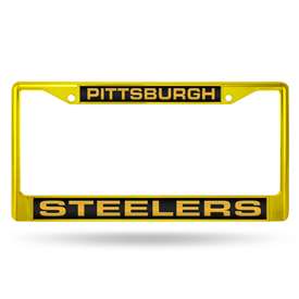 Pittsburgh Steelers Laser Colored Chrome 12 x 6 License Plate Frame  