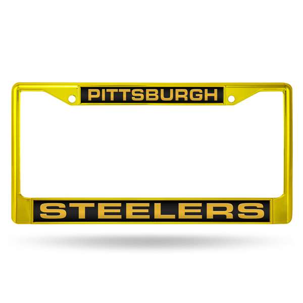 Pittsburgh Steelers Laser Colored Chrome 12 x 6 License Plate Frame  