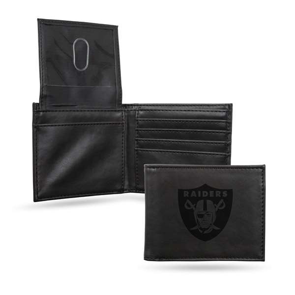 Las Vegas Raiders Black Laser Engraved Bill-fold Wallet - Slim Design - Great Gift    
