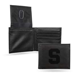 Syracuse Orange Black Laser Engraved Bill-fold Wallet - Slim Design - Great Gift    