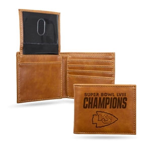 Kansas City Chiefs Super Bowl LVIII Champions Laser-Engraved Billfold Wallet 