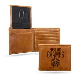 Denver Nuggets 2023 NBA Champions Laser Engraced Billfold Wallet - Brown  