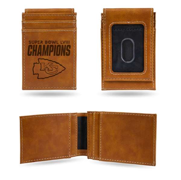 Kansas City Chiefs Super Bowl LVIII Champions Laser-Engraved Front Pocket Wallet 