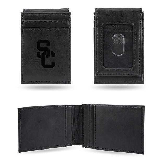 Southern California Trojans - USC USC Black Laser Engraved Front Pocket Wallet - Compact/Comfortable/Slim    