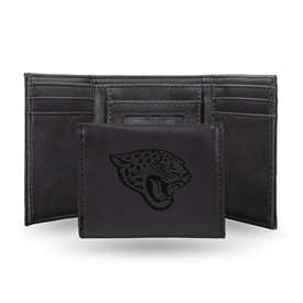 Jacksonville Jaguars Black Laser Engraved Tri-Fold Wallet - Men's Accessory    