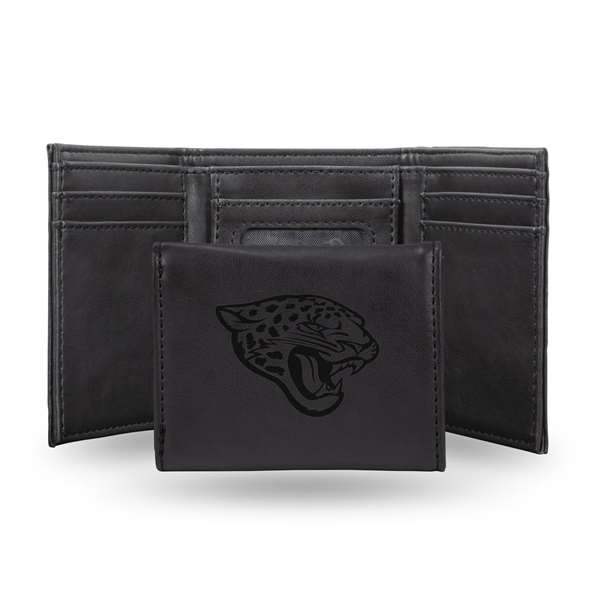 Jacksonville Jaguars Black Laser Engraved Tri-Fold Wallet - Men's Accessory    