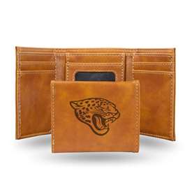 Jacksonville Jaguars Brown Laser Engraved Tri-Fold Wallet - Men's Accessory    