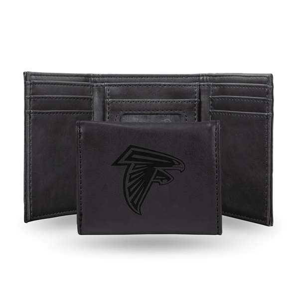 Atlanta Falcons Black Laser Engraved Tri-Fold Wallet - Men's Accessory    