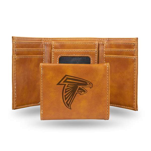 Atlanta Falcons Brown Laser Engraved Tri-Fold Wallet - Men's Accessory    