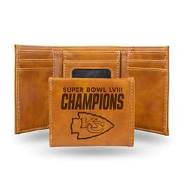 Kansas City Chiefs Super Bowl LVIII Champions Laser-Engraved Trifold Wallet 