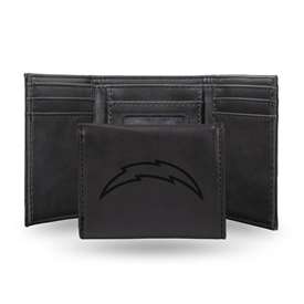 Los Angeles Chargers Black Laser Engraved Tri-Fold Wallet - Men's Accessory    