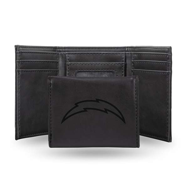 Los Angeles Chargers Black Laser Engraved Tri-Fold Wallet - Men's Accessory    