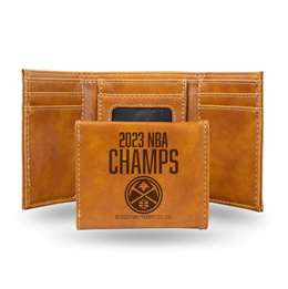 Denver Nuggets 2023 NBA Champions Laser Engraved Trifold Wallet - Brown  