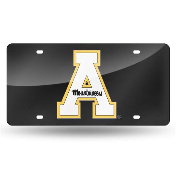 Appalachian State Mountaineers Standard Black 12" x 6" Laser Cut Tag For Car/Truck/SUV - Automobile D?cor    