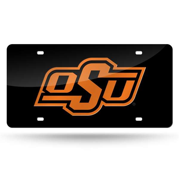 Oklahoma State Cowboys Black 12" x 6" Laser Cut Tag For Car/Truck/SUV - Automobile D?cor    