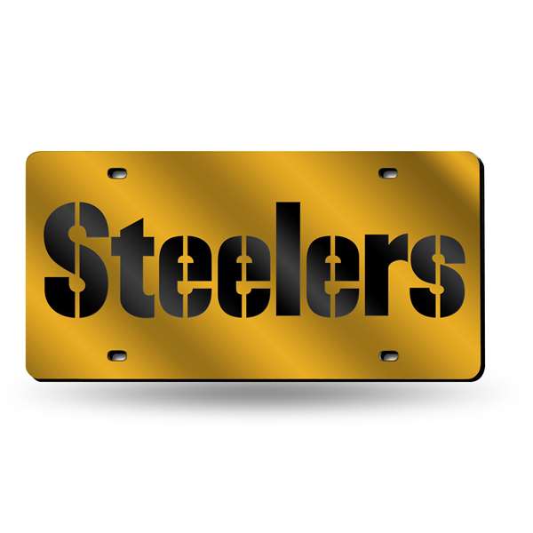 Pittsburgh Steelers Yellow Wordmark 12" x 6" Laser Cut Tag For Car/Truck/SUV - Automobile D?cor    