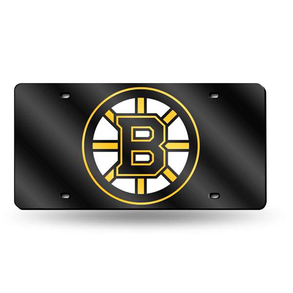 Boston Bruins Black 12" x 6" Laser Cut Tag For Car/Truck/SUV - Automobile D?cor    