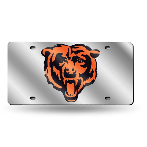 Chicago Bears Silver 12" x 6" Silver Laser Cut Tag For Car/Truck/SUV - Automobile D?cor    