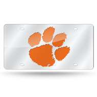 Clemson Tigers  12" x 6" Silver Laser Cut Tag For Car/Truck/SUV - Automobile D?cor    
