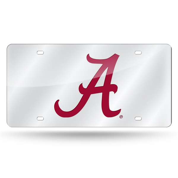 Alabama Crimson Tide Standard 12" x 6" Silver Laser Cut Tag For Car/Truck/SUV - Automobile D?cor    