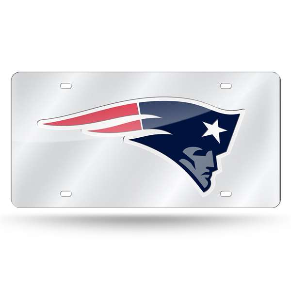 New England Patriots Silver 12" x 6" Silver Laser Cut Tag For Car/Truck/SUV - Automobile D?cor    