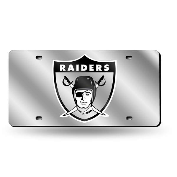 Las Vegas Raiders AFL Retro 12" x 6" Silver Laser Cut Tag For Car/Truck/SUV - Automobile D?cor    