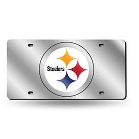 Pittsburgh Steelers Silver 12" x 6" Silver Laser Cut Tag For Car/Truck/SUV - Automobile D?cor    