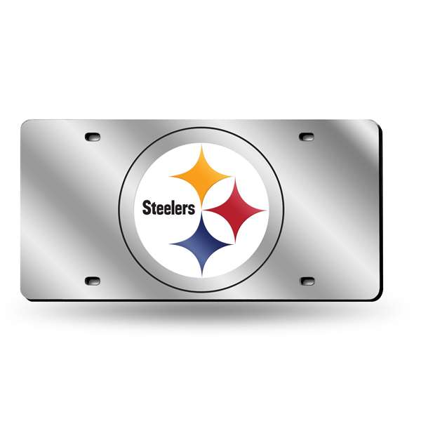 Pittsburgh Steelers Silver 12" x 6" Silver Laser Cut Tag For Car/Truck/SUV - Automobile D?cor    