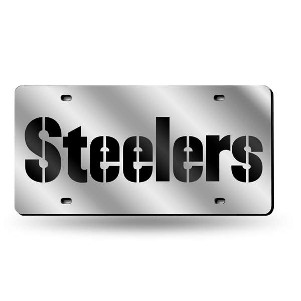 Pittsburgh Steelers Silver Stencil 12" x 6" Silver Laser Cut Tag For Car/Truck/SUV - Automobile D?cor    