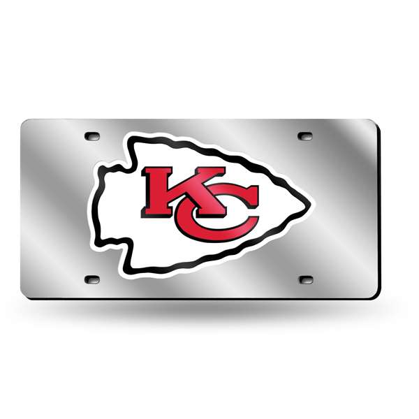 Kansas City Chiefs Silver 12" x 6" Silver Laser Cut Tag For Car/Truck/SUV - Automobile D?cor    