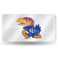 Kansas Jayhawks Silver 12" x 6" Silver Laser Cut Tag For Car/Truck/SUV - Automobile D?cor    