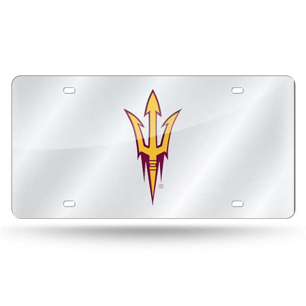 Arizona State Sun Devils - ASU Standard 12" x 6" Silver Laser Cut Tag For Car/Truck/SUV - Automobile D?cor    